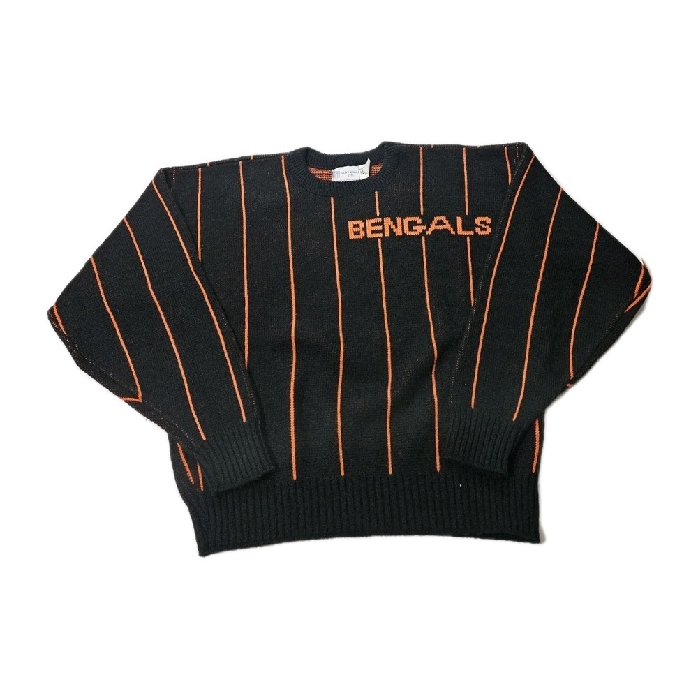 Vintage Cincinnati Bengals Cliff Engle NFL Pullover‎ Sweater Striped Size Medium
